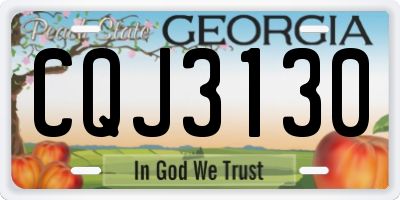 GA license plate CQJ3130