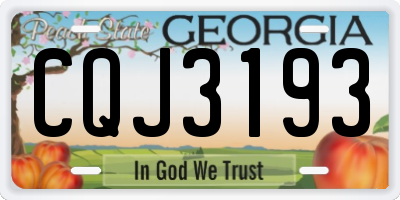 GA license plate CQJ3193