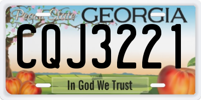 GA license plate CQJ3221
