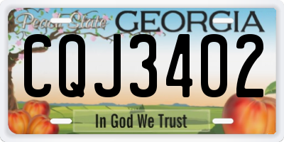 GA license plate CQJ3402