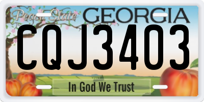 GA license plate CQJ3403