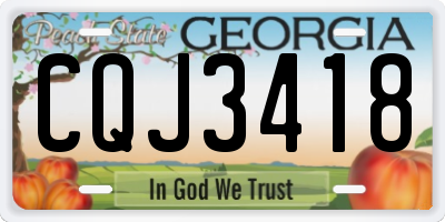 GA license plate CQJ3418