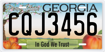 GA license plate CQJ3456