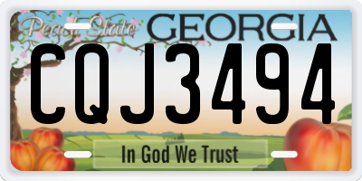 GA license plate CQJ3494