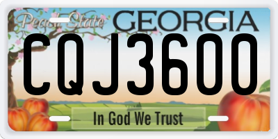 GA license plate CQJ3600