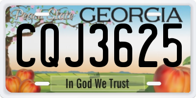 GA license plate CQJ3625
