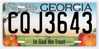 GA license plate CQJ3643