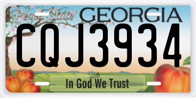 GA license plate CQJ3934