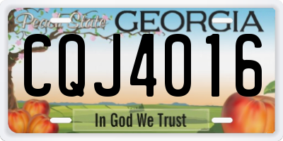 GA license plate CQJ4016