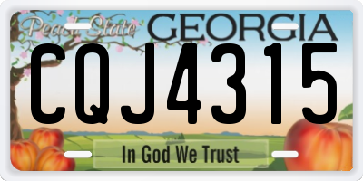 GA license plate CQJ4315