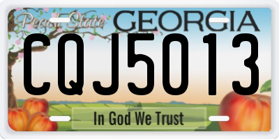 GA license plate CQJ5013