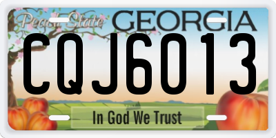 GA license plate CQJ6013