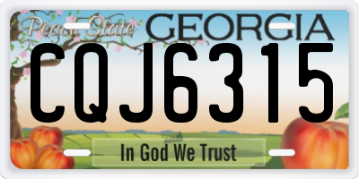 GA license plate CQJ6315