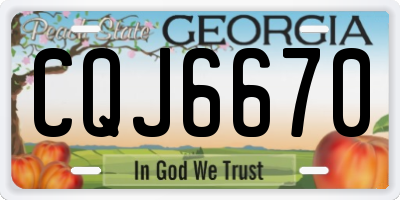GA license plate CQJ6670