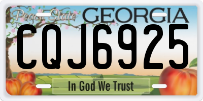 GA license plate CQJ6925