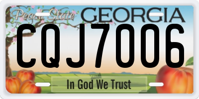 GA license plate CQJ7006