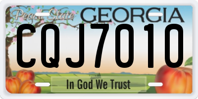 GA license plate CQJ7010