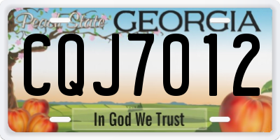 GA license plate CQJ7012