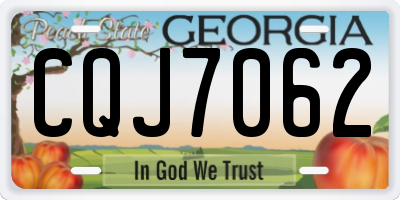 GA license plate CQJ7062