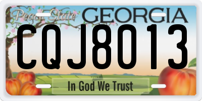 GA license plate CQJ8013