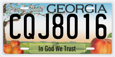 GA license plate CQJ8016