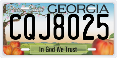 GA license plate CQJ8025