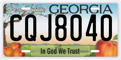 GA license plate CQJ8040