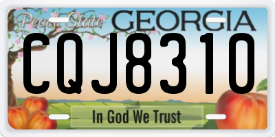 GA license plate CQJ8310