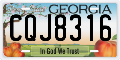 GA license plate CQJ8316