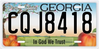 GA license plate CQJ8418