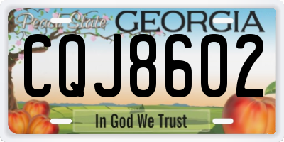 GA license plate CQJ8602