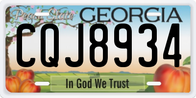 GA license plate CQJ8934