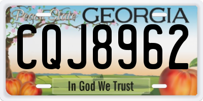 GA license plate CQJ8962