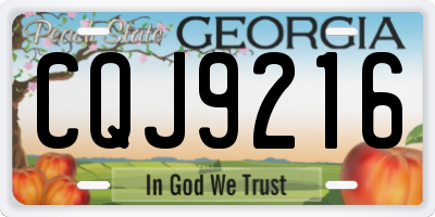 GA license plate CQJ9216