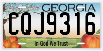 GA license plate CQJ9316