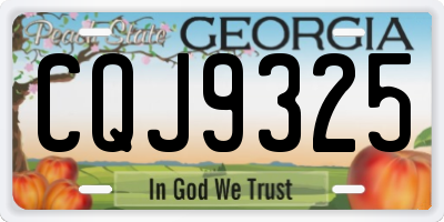 GA license plate CQJ9325