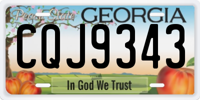 GA license plate CQJ9343