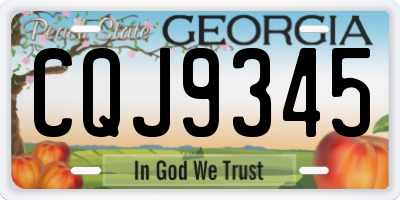 GA license plate CQJ9345