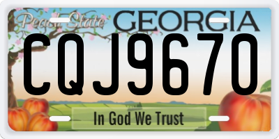 GA license plate CQJ9670