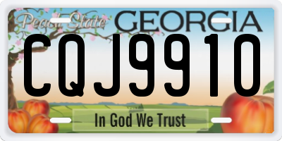 GA license plate CQJ9910