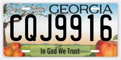 GA license plate CQJ9916