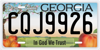 GA license plate CQJ9926