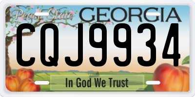 GA license plate CQJ9934