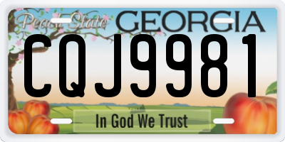 GA license plate CQJ9981