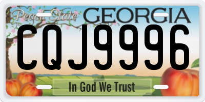 GA license plate CQJ9996