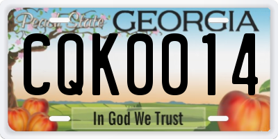 GA license plate CQK0014