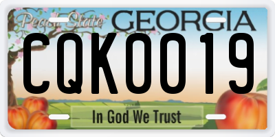 GA license plate CQK0019