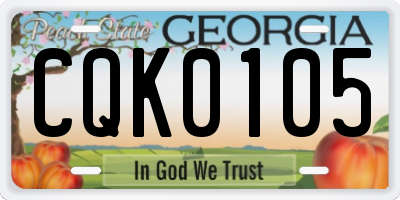 GA license plate CQK0105