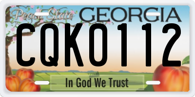 GA license plate CQK0112