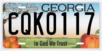 GA license plate CQK0117